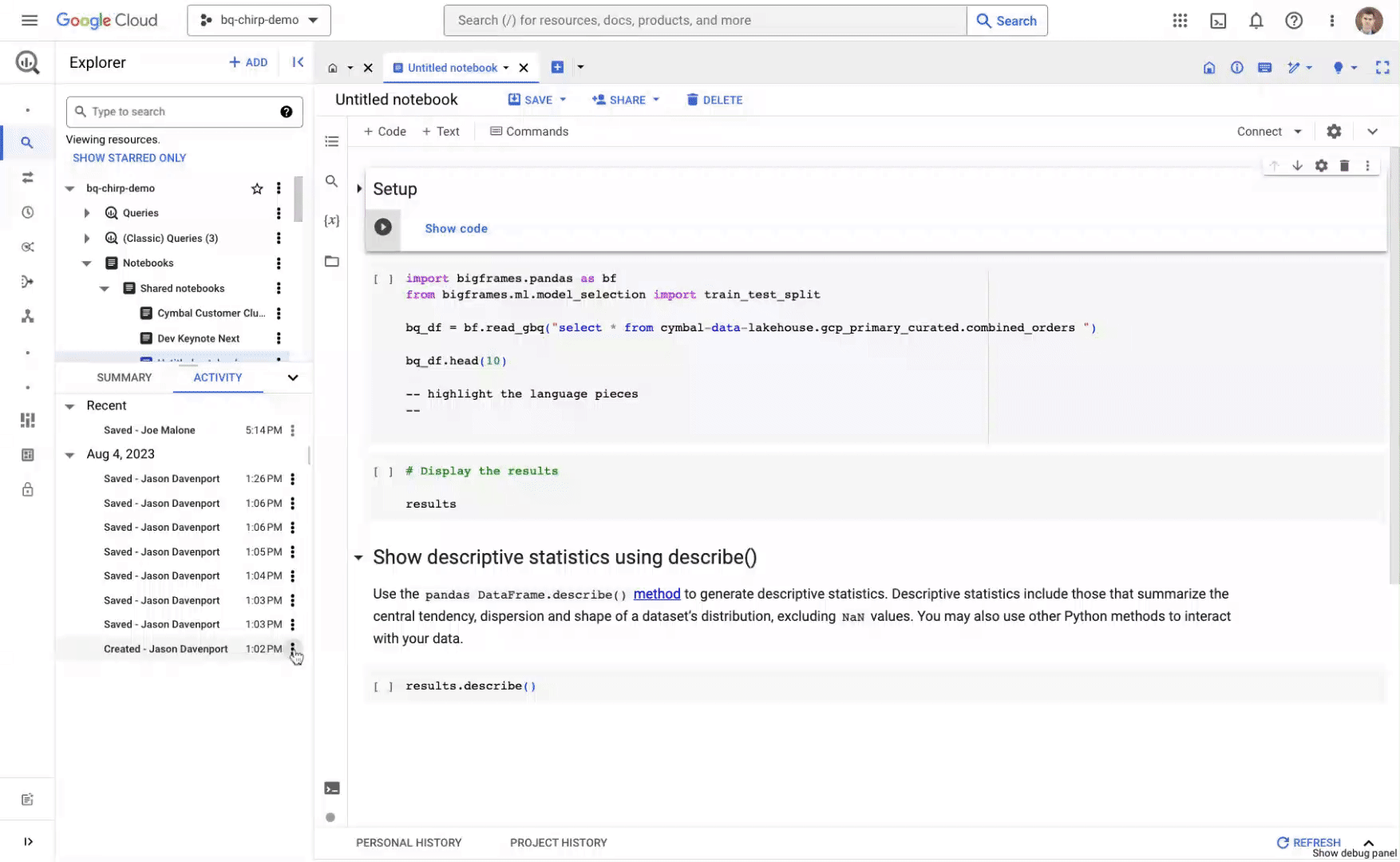 Google's presentation of version control BQ Studio feature [2]
