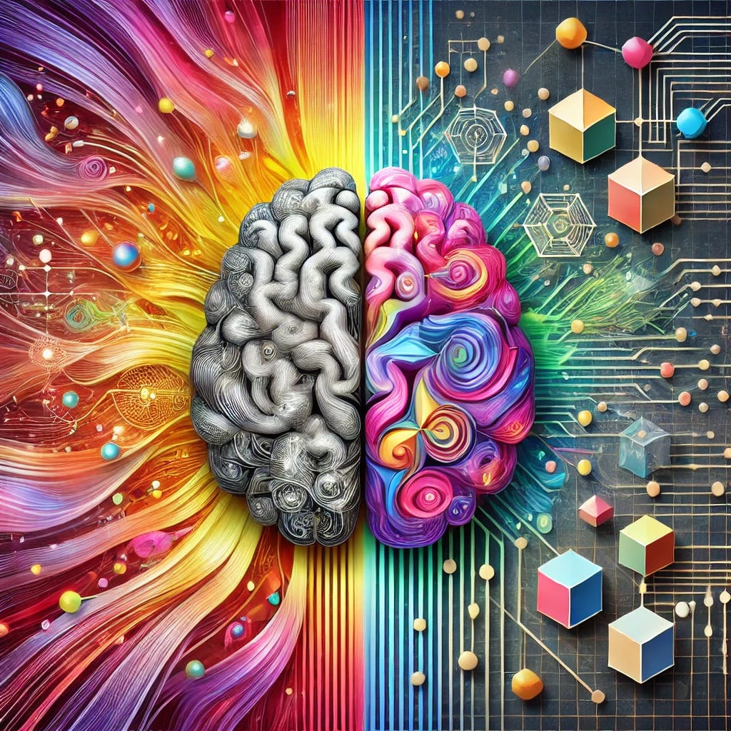 "While psychologists dream of a day when the human mind's complexity is fully understood, or data professionals dream of a day when AI models reach AGI, each domain still retains its unique field. Yet, the dialogue between these two fields deepens our understanding of both." [Image generated by Authors using DALL-E]