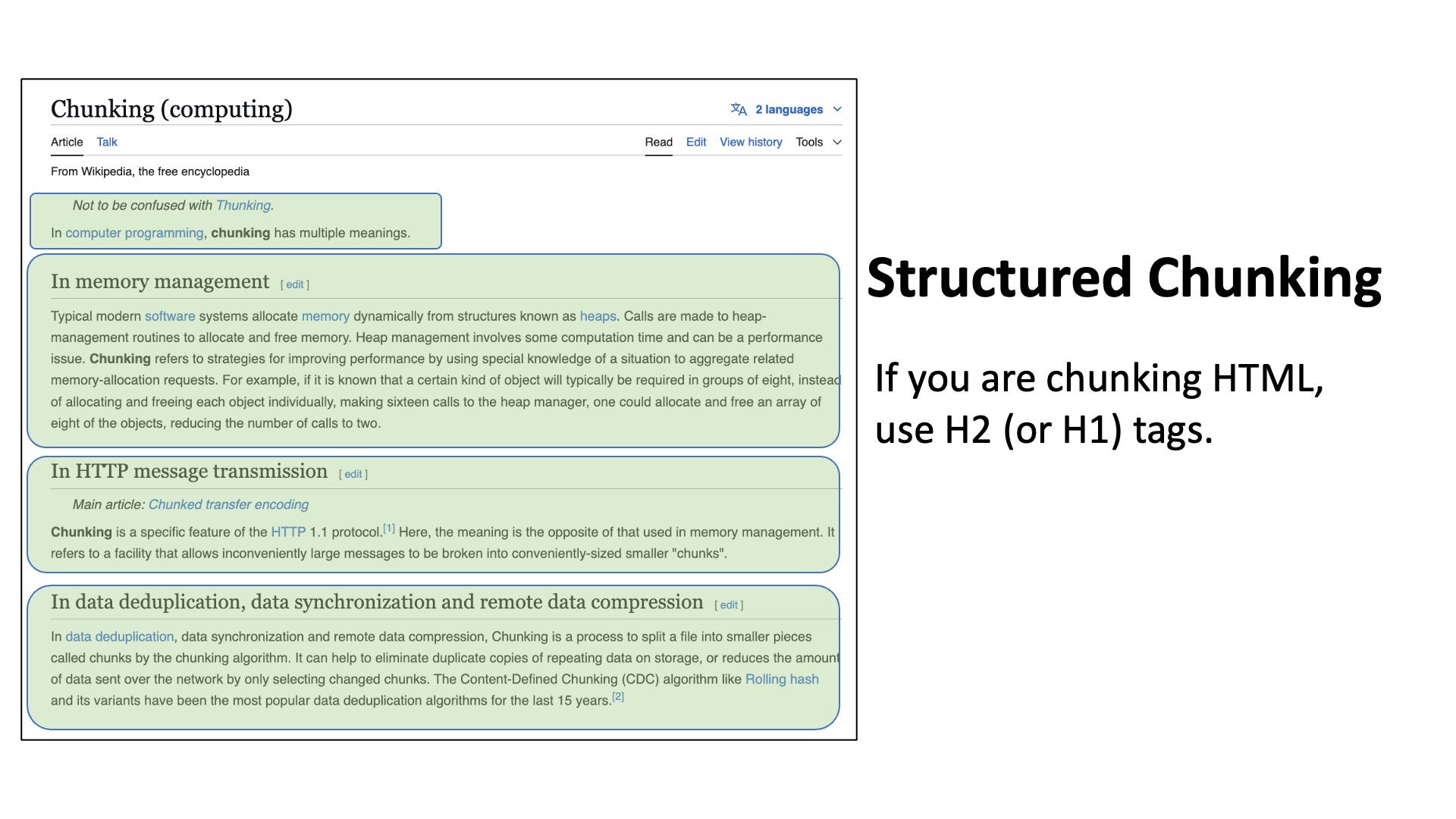 If your data has inherent boundaries (like HTML or Code), sometimes it is best to just utilize it. (Image by Author)