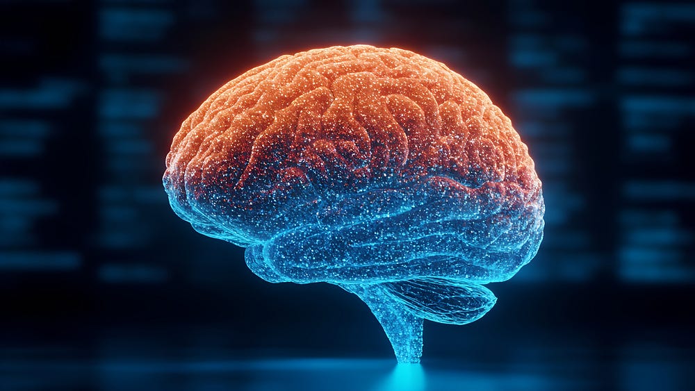 A human brain containing vectors and code. By Felix Schmidt
