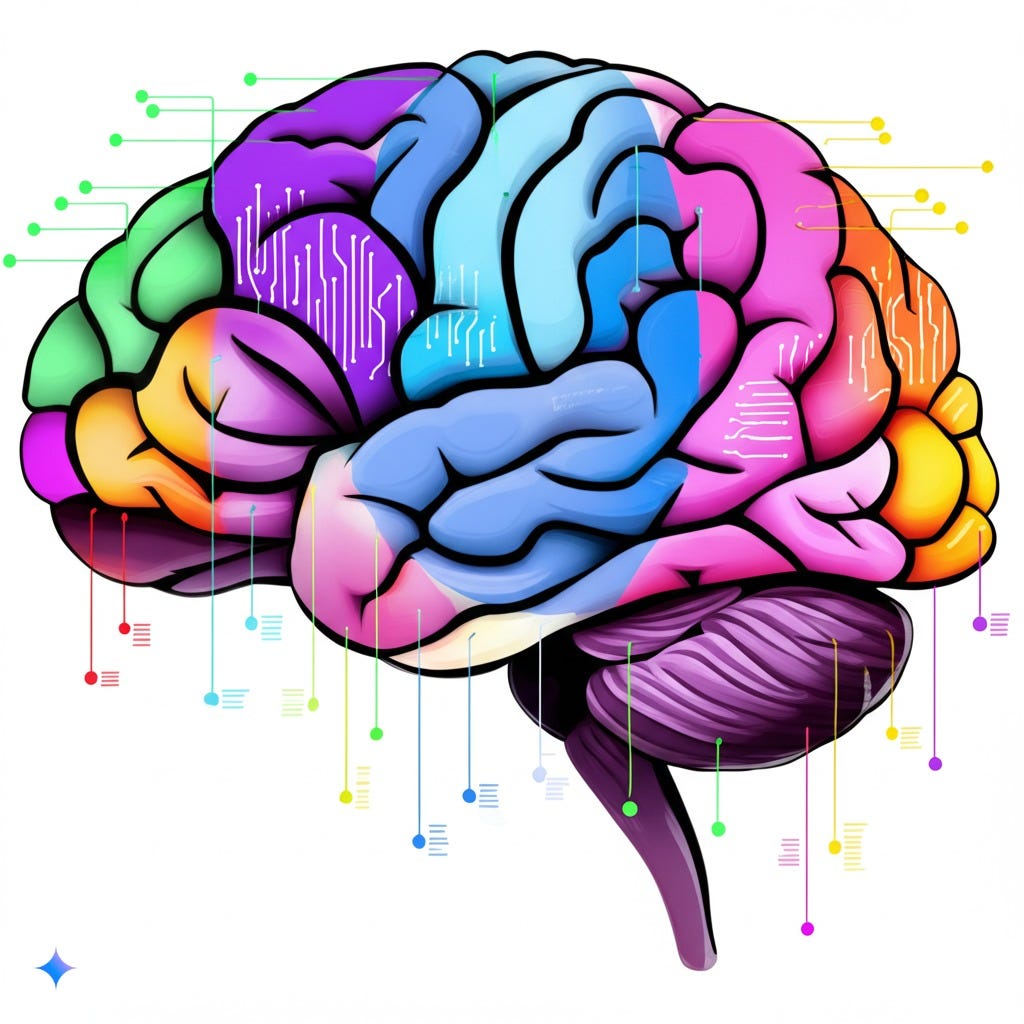 AI-generated illustration of a colorful brain
