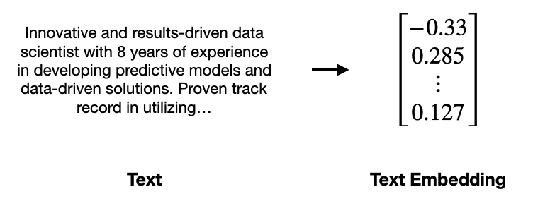 Converting text to text embeddings. Image by author.