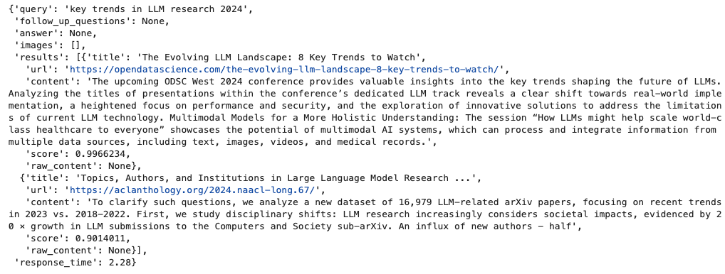 Example results from a Tavily search. Image generated by the author.