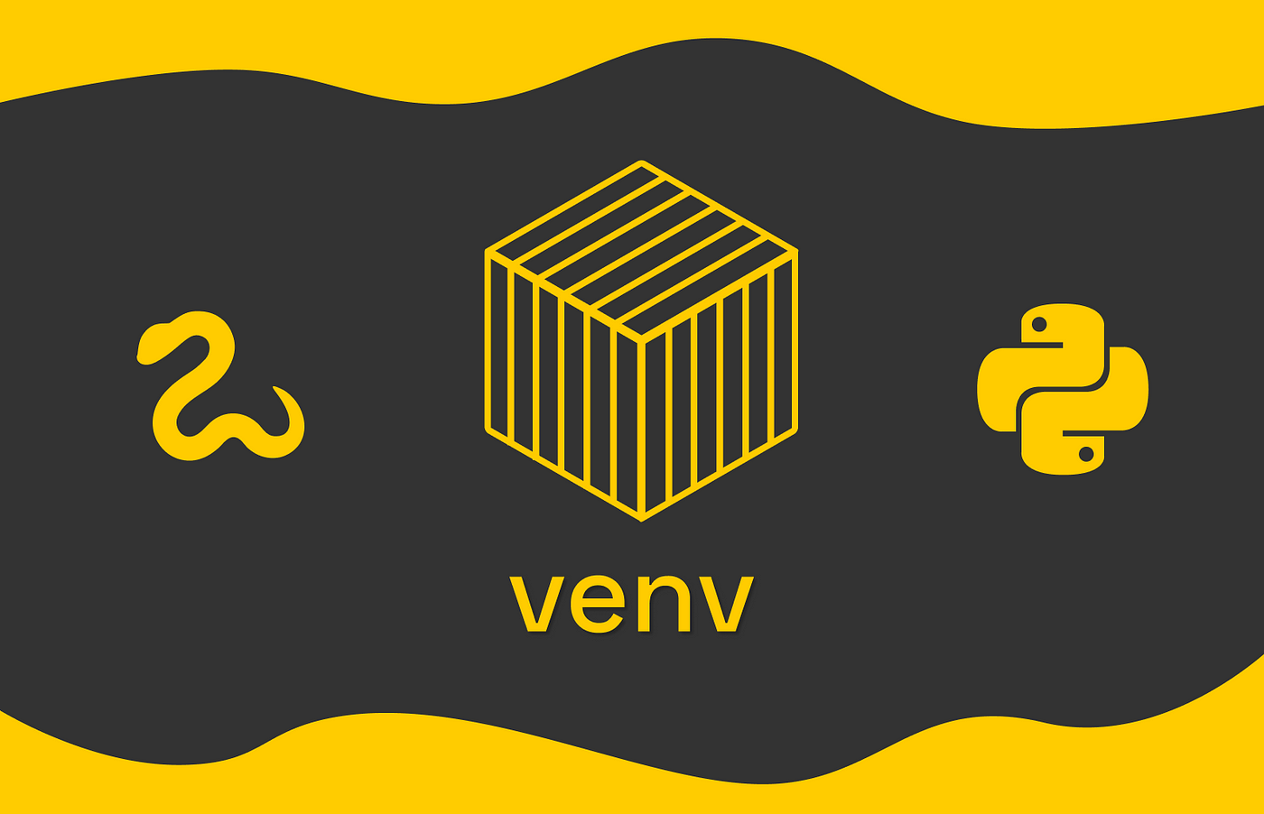 Venv and python icons in black and yellow